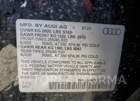 AUDI SQ5 SPORTB 2023 vin WA124AFY2P2197553 from auto auction Copart