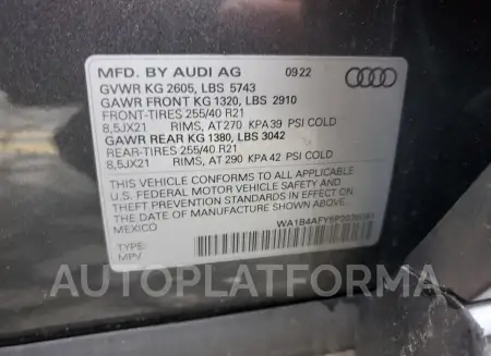 AUDI SQ5 PREMIU 2023 vin WA1B4AFY5P2036081 from auto auction Copart