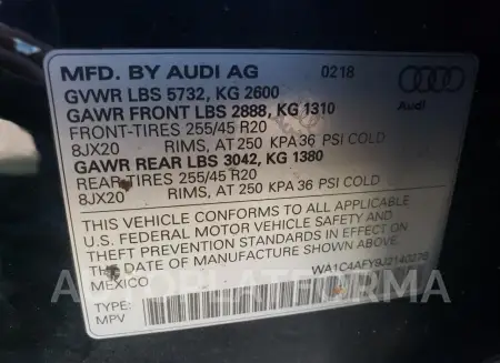 AUDI SQ5 PRESTI 2018 vin WA1C4AFY9J2140276 from auto auction Copart