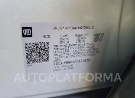 CHEVROLET BOLT EV 2L 2023 vin 1G1FX6S05P4172672 from auto auction Copart