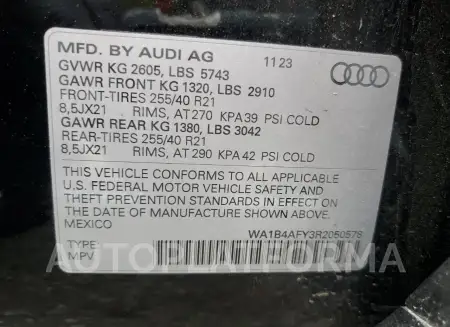 AUDI SQ5 PREMIU 2024 vin WA1B4AFY3R2050578 from auto auction Copart