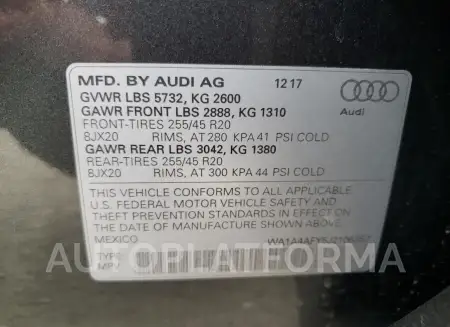 AUDI SQ5 PREMIU 2018 vin WA1A4AFY5J2106357 from auto auction Copart