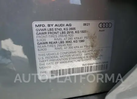 AUDI SQ5 PREMIU 2021 vin WA1B4AFY9M2139595 from auto auction Copart