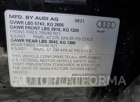 AUDI SQ5 PRESTI 2022 vin WA1C4AFY0N2024051 from auto auction Copart