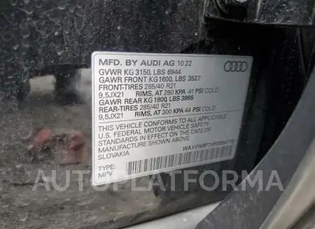 AUDI SQ7 PRESTI 2023 vin WA1VWBF74PD004778 from auto auction Copart