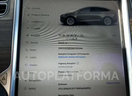 TESLA MODEL X 2016 vin 5YJXCBE28GF021248 from auto auction Copart