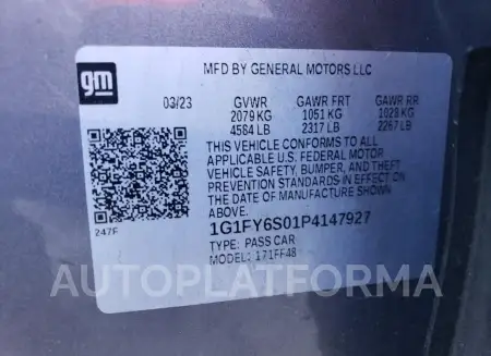 CHEVROLET BOLT EUV L 2023 vin 1G1FY6S01P4147927 from auto auction Copart