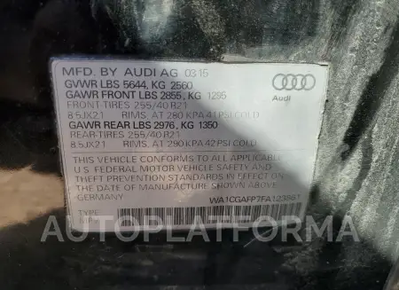 AUDI SQ5 PREMIU 2015 vin WA1CGAFP7FA123861 from auto auction Copart