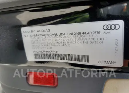 AUDI A5 PREMIUM 2019 vin WAUANCF59KA054434 from auto auction Copart