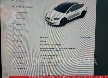 TESLA MODEL X 2023 vin 7SAXCBE58PF378863 from auto auction Copart