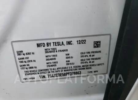 TESLA MODEL X 2023 vin 7SAXCBE58PF378863 from auto auction Copart