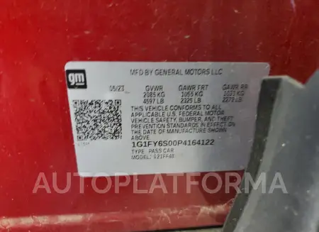 CHEVROLET BOLT EUV L 2023 vin 1G1FY6S00P4164122 from auto auction Copart