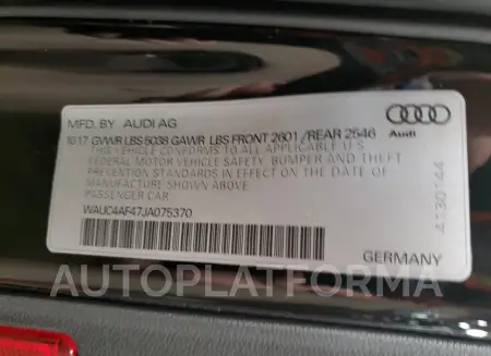 AUDI S4 PRESTIG 2018 vin WAUC4AF47JA075370 from auto auction Copart