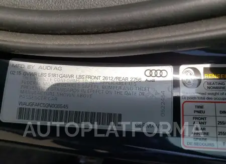 AUDI A6 PREMIUM 2016 vin WAUGFAFC5GN008545 from auto auction Copart