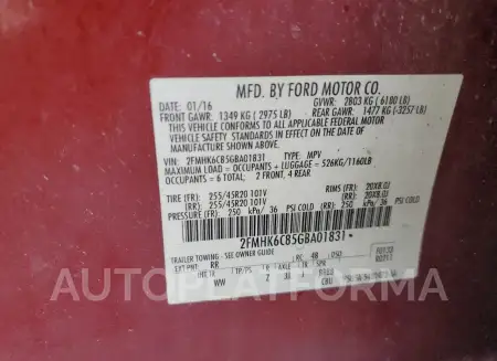 FORD FLEX SEL 2016 vin 2FMHK6C85GBA01831 from auto auction Copart