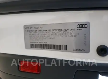 AUDI A5 PREMIUM 2021 vin WAUDACF51MA021035 from auto auction Copart