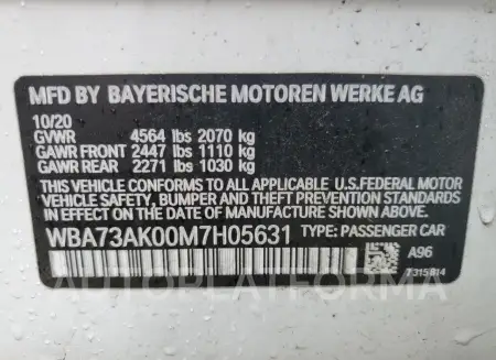 BMW 228XI 2021 vin WBA73AK00M7H05631 from auto auction Copart