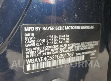 BMW 740 LXI 2015 vin WBAYF4C53FG291767 from auto auction Copart