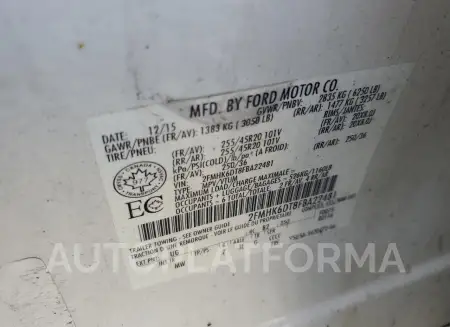 FORD FLEX LIMIT 2015 vin 2FMHK6DT8FBA22481 from auto auction Copart