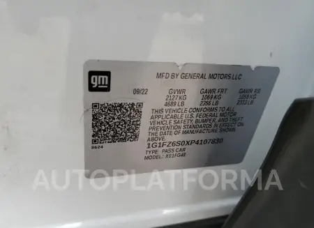 CHEVROLET BOLT EUV P 2023 vin 1G1FZ6S0XP4107830 from auto auction Copart