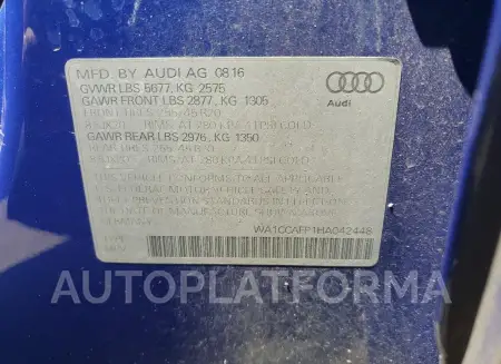 AUDI SQ5 PREMIU 2017 vin WA1CCAFP1HA042448 from auto auction Copart