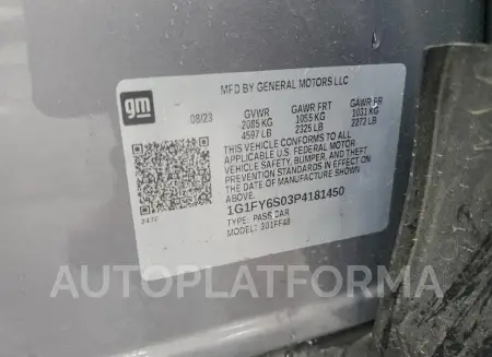 CHEVROLET BOLT EUV L 2023 vin 1G1FY6S03P4181450 from auto auction Copart