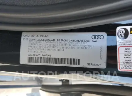 AUDI A6 PREMIUM 2018 vin WAUG3AFC1JN050081 from auto auction Copart