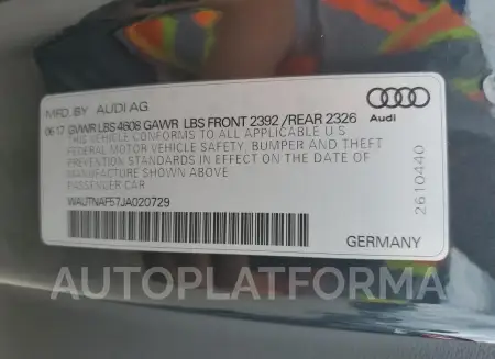 AUDI A5 PREMIUM 2018 vin WAUTNAF57JA020729 from auto auction Copart