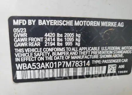 BMW 228I 2023 vin WBA53AK01P7M78314 from auto auction Copart