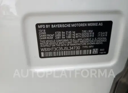 BMW X1 XDRIVE2 2018 vin WBXHT3C35J5L34730 from auto auction Copart