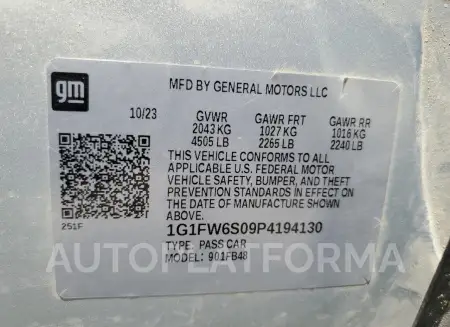 CHEVROLET BOLT EV 1L 2023 vin 1G1FW6S09P4194130 from auto auction Copart