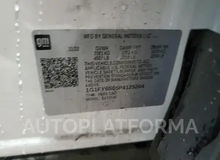 CHEVROLET BOLT 2023 vin 1G1FY6S05P4125204 from auto auction Copart