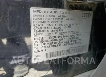 AUDI Q7 PREMIUM 2017 vin WA1AAAF75HD006998 from auto auction Copart