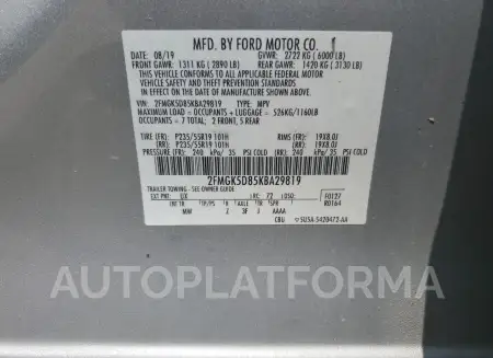 FORD FLEX LIMIT 2019 vin 2FMGK5D85KBA29819 from auto auction Copart