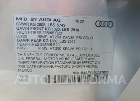 AUDI SQ5 PREMIU 2024 vin WA1B4AFY4R2037550 from auto auction Copart