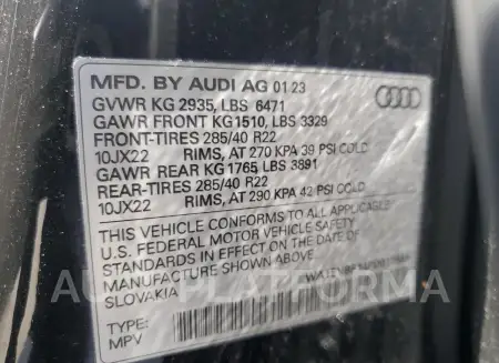 AUDI Q8 PREMIUM 2023 vin WA1EVBF14PD017951 from auto auction Copart