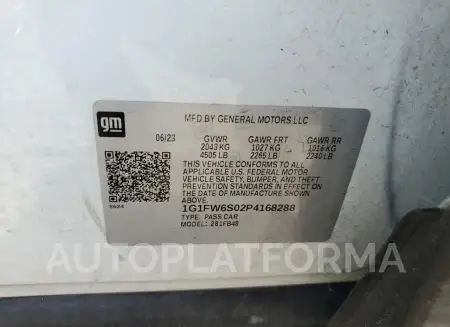 CHEVROLET BOLT EV 1L 2023 vin 1G1FW6S02P4168288 from auto auction Copart