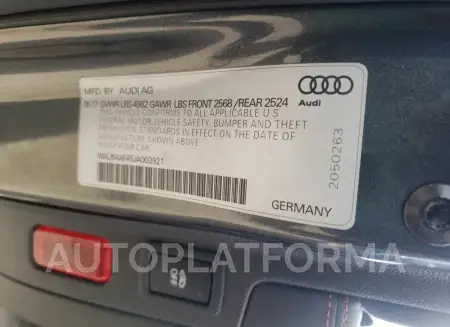 AUDI S4 PREMIUM 2018 vin WAUB4AF45JA003921 from auto auction Copart