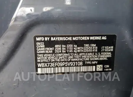 BMW X1 XDRIVE2 2023 vin WBX73EF09P5V93108 from auto auction Copart