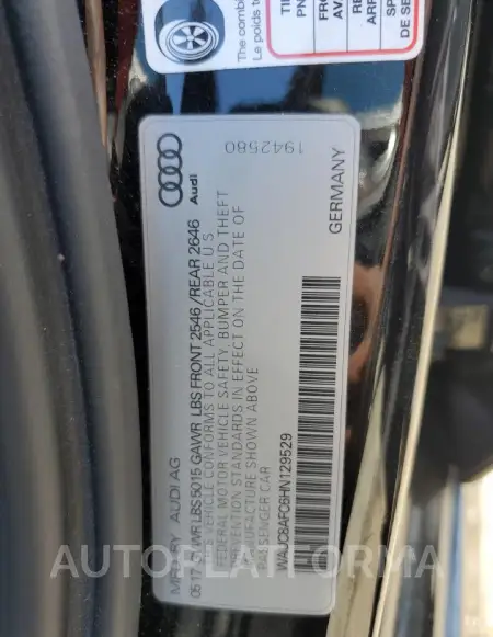 AUDI A6 PREMIUM 2017 vin WAUC8AFC6HN129529 from auto auction Copart