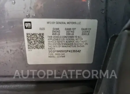 CHEVROLET BOLT EV 1L 2023 vin 1G1FW6S01P4135542 from auto auction Copart