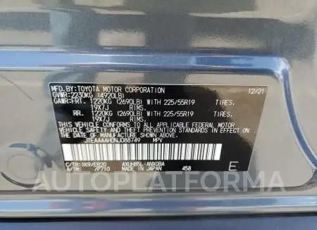 TOYOTA VENZA LE 2022 vin JTEAAAAH0NJ088749 from auto auction Copart