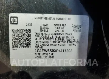 CHEVROLET BOLT EV 1L 2023 vin 1G1FW6S0XP4117203 from auto auction Copart