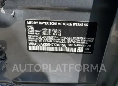 BMW 228I 2022 vin WBA53AK06N7K96198 from auto auction Copart