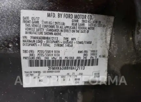 FORD FLEX LIMIT 2017 vin 2FMHK6D88HBA12113 from auto auction Copart