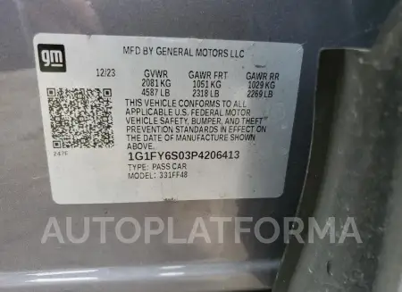 CHEVROLET BOLT EUV L 2023 vin 1G1FY6S03P4206413 from auto auction Copart