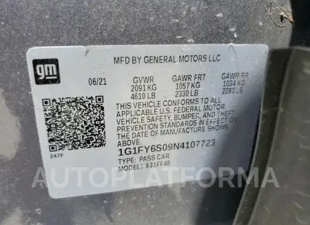 CHEVROLET BOLT EUV L 2022 vin 1G1FY6S09N4107723 from auto auction Copart