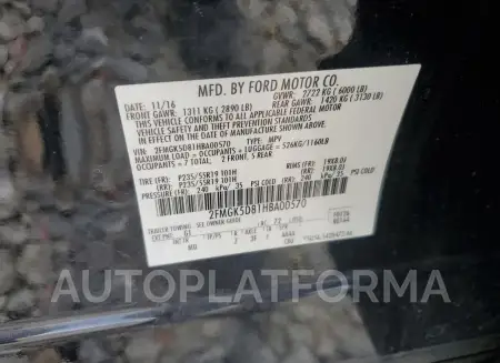 FORD FLEX LIMIT 2017 vin 2FMGK5D81HBA00570 from auto auction Copart