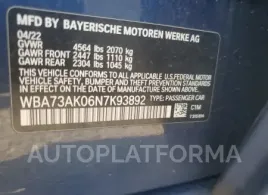 BMW 228XI 2022 vin WBA73AK06N7K93892 from auto auction Copart