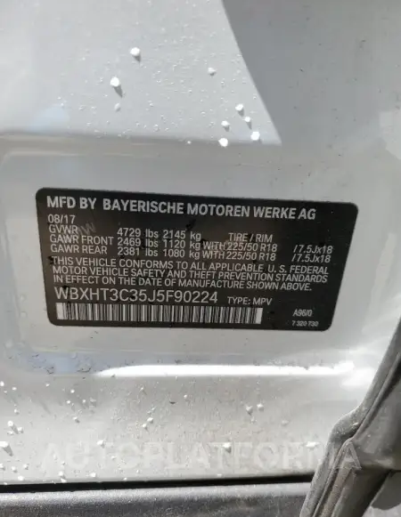 BMW X1 XDRIVE2 2018 vin WBXHT3C35J5F90224 from auto auction Copart